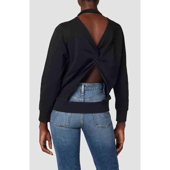 HUDSON JEANS Knotted Cutout Back Sweatshirt - Black - NWT - Picture 3 of 8